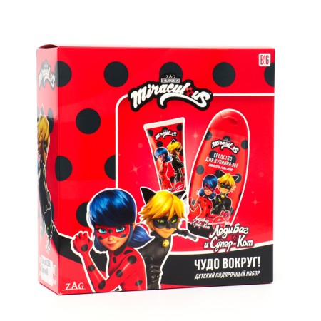 Gift set of Lady Bug and Super Cat: bathing 3B1, 300 ml + cream-cream, 75 ml-2