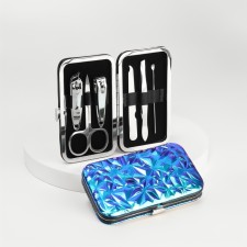 Manicure set, 6 items, in a case, blue