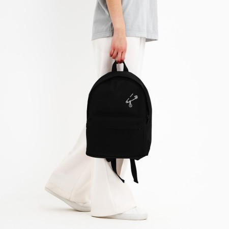 School textile “Pin” school backpack, with pocket, 27x11x37, black color-7