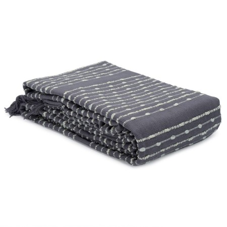 Gray cotton cover with a decorative line of Ethnic, size 230x250 cm