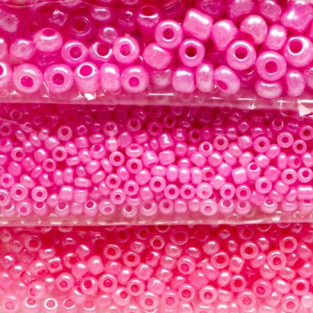Round beads "from pink to purple" 8 colors x 10 grams-1