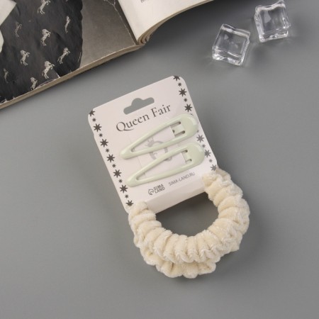 Hair set "Gloria Tenderness" (2 gum 5.5 cm, 2 invisibility 5 cm) milk