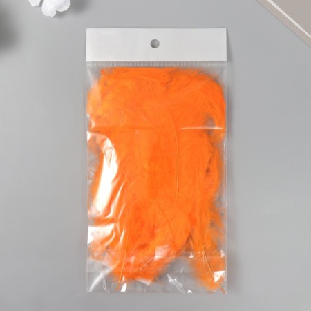Pen of decorative goose downy "orange" set 40 pcs h = 10-15 cm-3