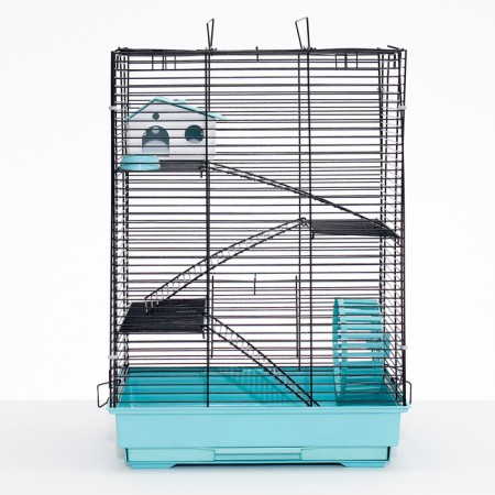 The cage for rodents "Pigzon" No. 5, with 3 floors, equipped, 41 x 30 x 58 cm, turquoise-2