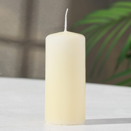 Candle - Aromatic "peach" cylinder, 4x9 cm, 11 hours, 88 g, beige
