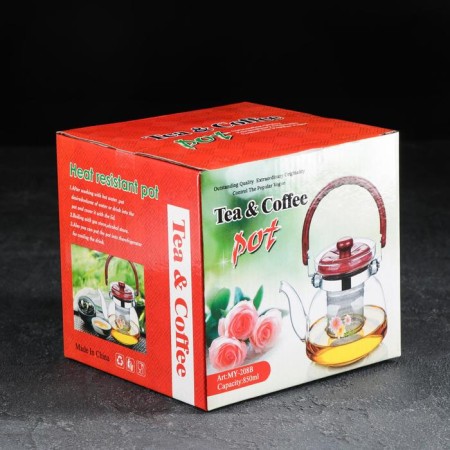 Glass teapot with metal sieve "Flower Fantasy", 850 ml-2
