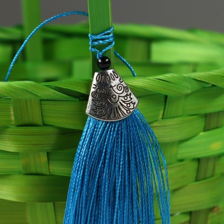 Wicker basket, d19 x 9 x 32 cm, green, bamboo-3