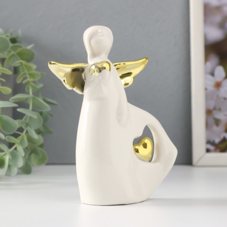 Souvenir Ceramics "Baby Angel with Heart" White with gold 10.5x4.2x14 cm-3
