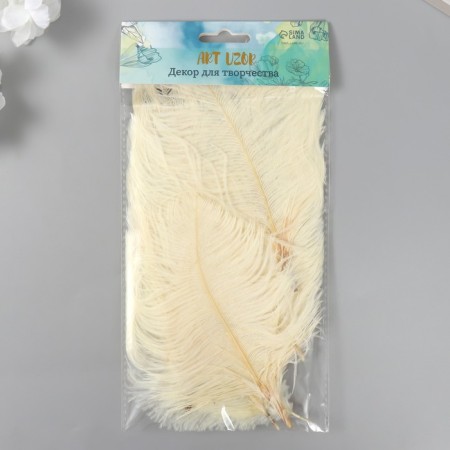 Decorative ostrich feather "Light yellow" h = 15-20 cm-2