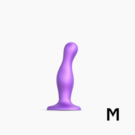 STRAP-ON -M DILDO PLUG Fallomitator curved, purple metallic M, 15.5 cm