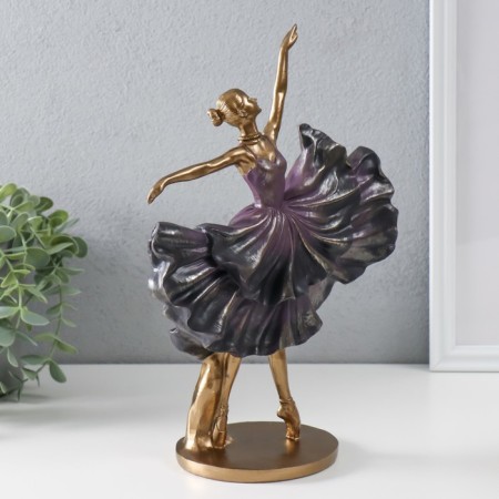Polystone souvenir "Ballerina in a violet dress with ruffles" Bronze 20.5x11.5x29.5 cm-1