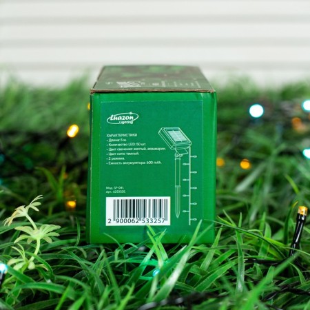 Girlyand "Thread" 5 m, IP44, dark thread, 50 LED, glow yellow/aquamarine, 2 modes, solar battery-8