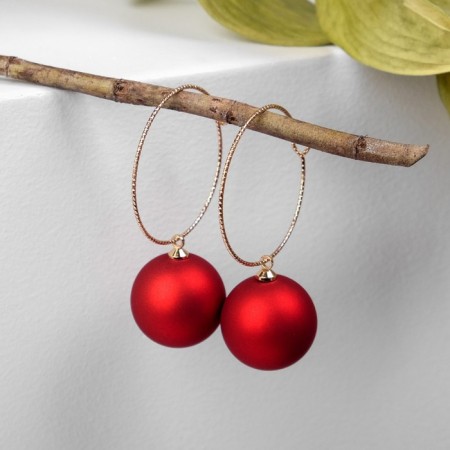 Earrings Assorted "Snowball" in the ring, the color is red in gold-3