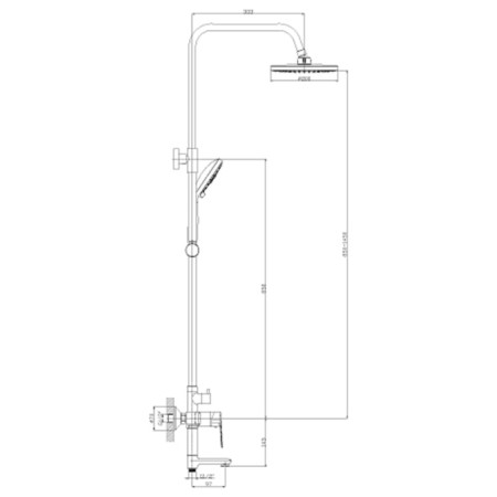 Shower system Rossinka S35-46, single-leaf, chrome-1