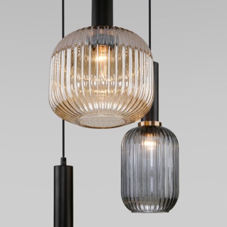 Suspended lamp with glass lamps of Bravo, 40W, E27, 42x42 cm-3