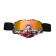 Glass-mask for motorcycle driving, golden chrome glass, white-red-black, OM-10