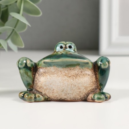 Souvenir ceramics "Green frog with legs on the knees" 4.7x7.2x4.5 cm