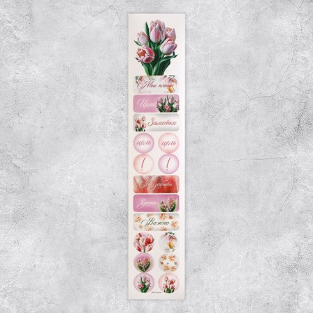 Paper stickers for the diary "Tulips", 4 × 23 cm