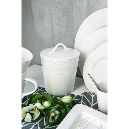 Porcelain Bank for bulk products with Magistro Argos lid, 600 ml, white color-7