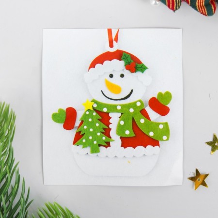 Set for creativity - Create a Christmas tree decoration from a felt "Snowman with a Christmas tree"-2