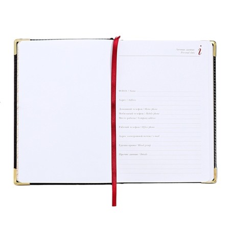 Diary of a low -up A5+, 136 sheets of Sidney Nebraska, solid cover, artificial leather, gold cut, golden corners, black-5