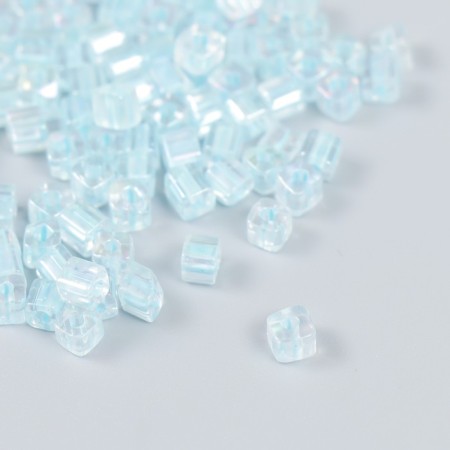 Glass glass 6/0 "cube. Translucent. Light blue" 10 g