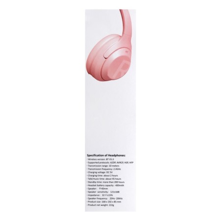 Headphones MZ300, wireless, full -size, microphone, BT 5.3, 400 mAh, pink-9