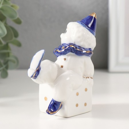 Souvenir Ceramics "Clown on Playing Cube" Cobalt 4.4x7x9.5 cm-3