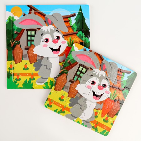 Children's wooden puzzle "Hare", 15 x 15 x 0.6 cm
