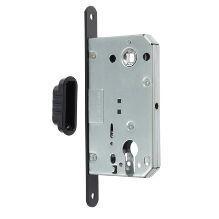 The latch is flattened magnetic, under the Lockland ZLK4BL cylinder, black color is black-1
