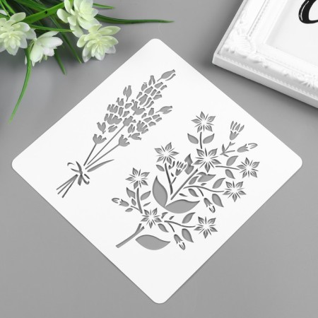 Stencil plastic "Two flowers" 15x15 cm-1