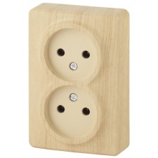 2x2p socket, 16A-250V, IP20, OU, era expert, pine