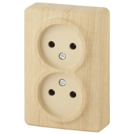 2x2p socket, 16A-250V, IP20, OU, era expert, pine