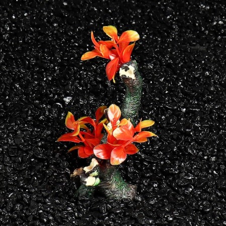 Decor for the Aquarium "Crazy" with orange-pink plants, 15 x 7 x 16.5 cm-4