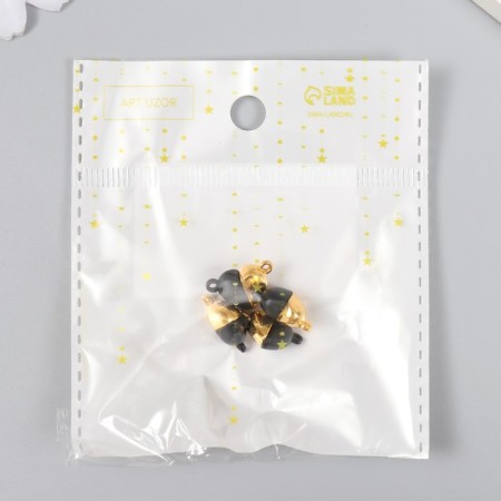 Falling Magnetic Metal "heart" black and gold 2 pcs 1.2x1.2 cm-3