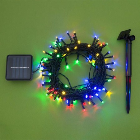 Garland “thread” 10 m, IP44, dark thread, 100 LED, glow of multi, 2 modes, solar battery-3