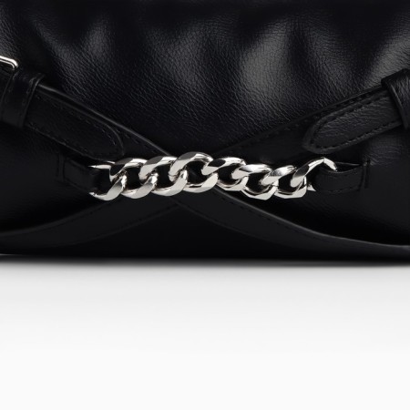 Women's bag with chains, 28*12*6 cm, black color-5