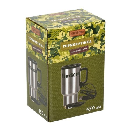 Boyscout thermal circle car, 450 ml, stainless steel, 12V + USB-2