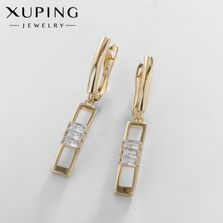 Earrings with rhinestones Xuping serenity, white color in gold