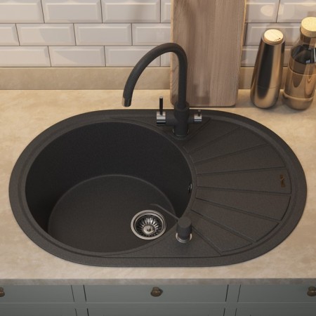Quartz-quartz kitchen-quartz Uperwood Quartz UPD-02, oval, color 04 black-1