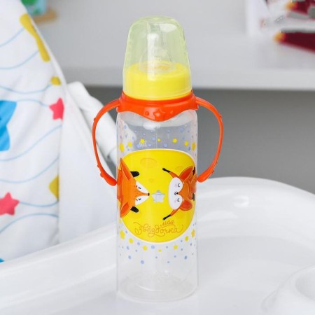 A bottle for feeding “Foxes: mothers and babies”, classic throat, 250 ml., 0 months, cylinder, with handles-2