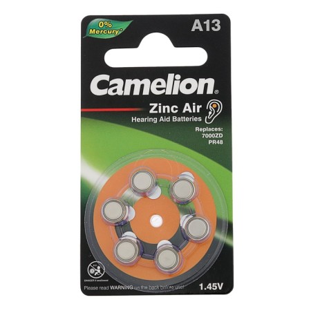 Battery zinc camelion, a13 (PR48) -6bl, for hearing aids, 1.45V, blister, 6 pcs.-2