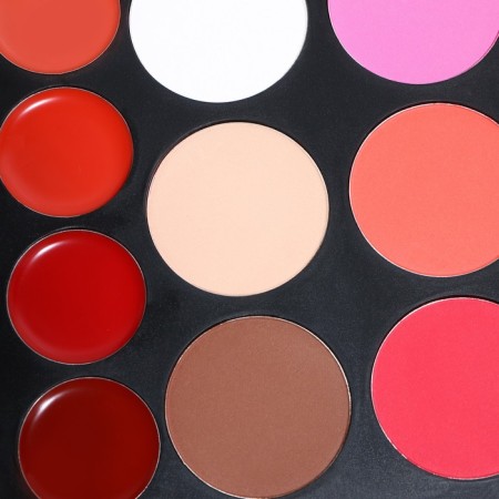 A set of decorative cosmetics (shadows for the eyelids, blush, lip gloss, correctors)-10