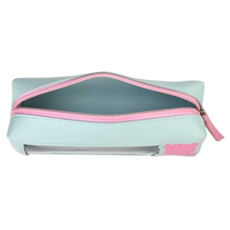 Penal soft, 1 compartment, 55 x 195 x 60 mm, voluminous, artificial leather, with a window, pvc “Bear” green/pink 61342-2