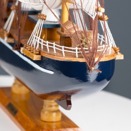 Souvenir ship large "three -masted", sides light tree, white sails, 59 x 10 x 49 cm-3