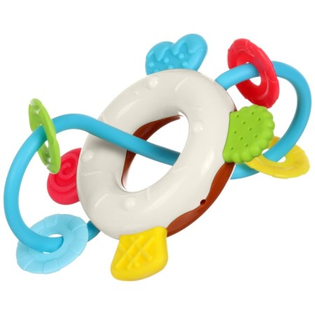 The rattle "Sweets: Donut", with elastic elements, color mix, crush me-7