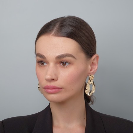 Earrings Metal "Atmosphere" drop, color gold-4