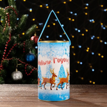 Gift box, tube "Troika deer" (200 mm intrality) 120 x 220 mm