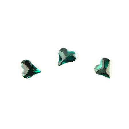 Rhinestones for nail design TNL "heart", emerald, 10 pcs