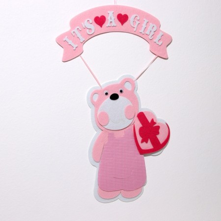 Decorative decoration (suspension) "Bear It’s a Girl" 30.5x30.5x49 cm, pink-2